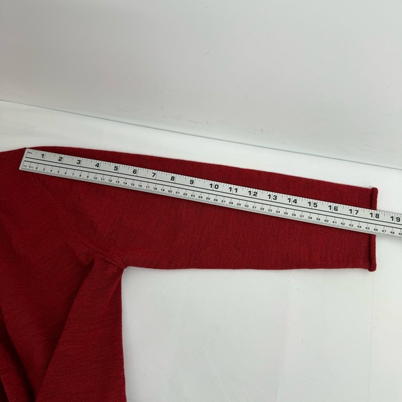 Eileen Fisher Womens Red 3/4 Sleeve 100% Wool Blouse Top Shirt Sz M - Picture 9 of 11